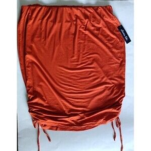 Olivia Blu Skirt Size 1X Orange Drawstring Ruched Sides Stretch Mini To Knee